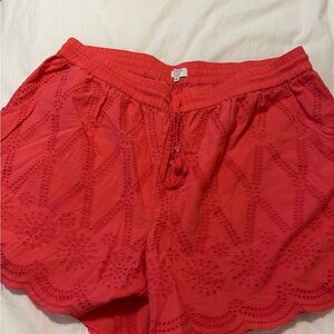 Crown & Ivy Coral elastic waist Eyelet Shorts